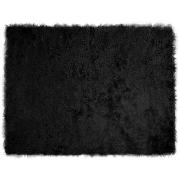 Alfombra de Piel de Oveja Falsa Negro 240 x 340 cm Poliéster D