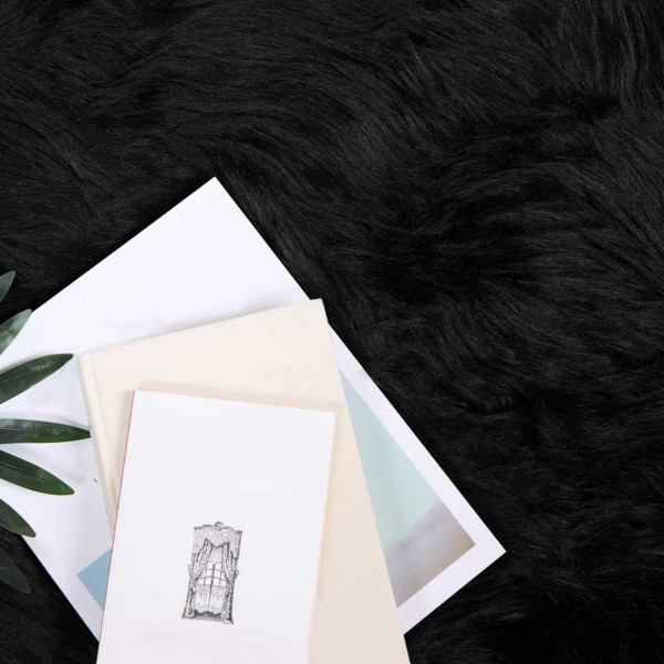 Alfombra de Piel de Oveja Falsa Negro 100 x 100 cm Poliéster M 2