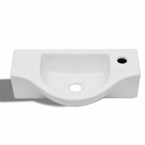 Lavabo de cerámica blanco con agujero para grifo M 3