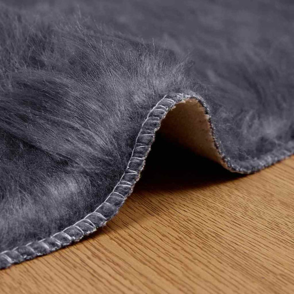 Alfombra de Piel de Oveja Falsa Antracita 200 x 200 cm M 5