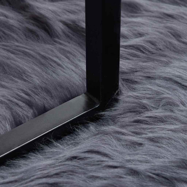 Alfombra de Piel de Oveja Falsa Antracita 50 x 80 cm Poliéster M 3