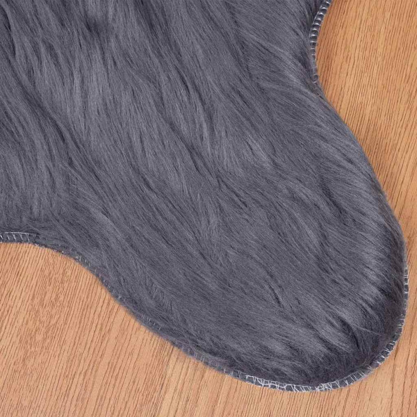 Alfombra de Piel de Oveja Falsa Antracita 50 x 80 cm Poliéster M 5