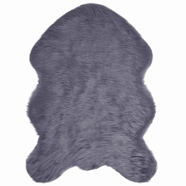 Alfombra de Piel de Oveja Falsa Antracita 60 x 90 cm Poliéster D