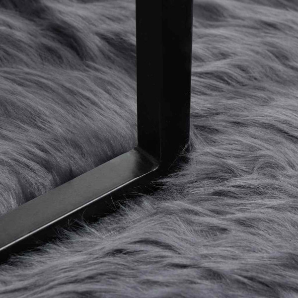 Alfombra de Piel de Oveja Falsa Antracita 80 x 120 cm Poliéster M 3