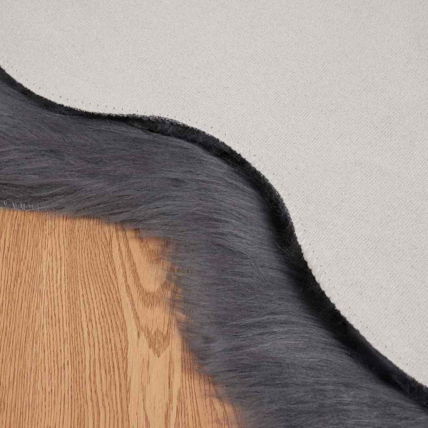 Alfombra de Piel de Oveja Falsa Antracita 80 x 120 cm Poliéster M 4