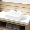 Lavabo rectangular de cerámica hueco de grifo/desagüe blanco 1