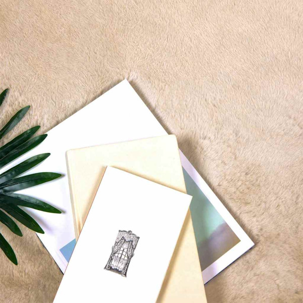 Alfombra de Piel Sintética de Conejo Beige 80 x 200 cm M 2