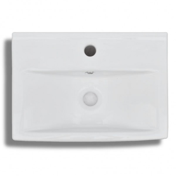 Lavabo rectangular de cerámica hueco de grifo/desagüe blanco M 5