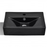 Lavabo rectangular de cerámica hueco de grifo/desagüe negro 4