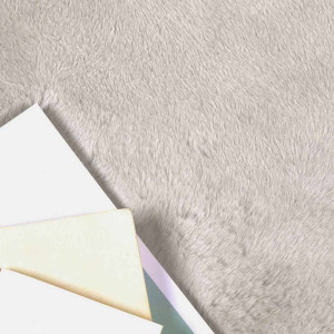 Alfombra de Piel Sintética de Conejo Beige Ø 160 cm Poliéster H