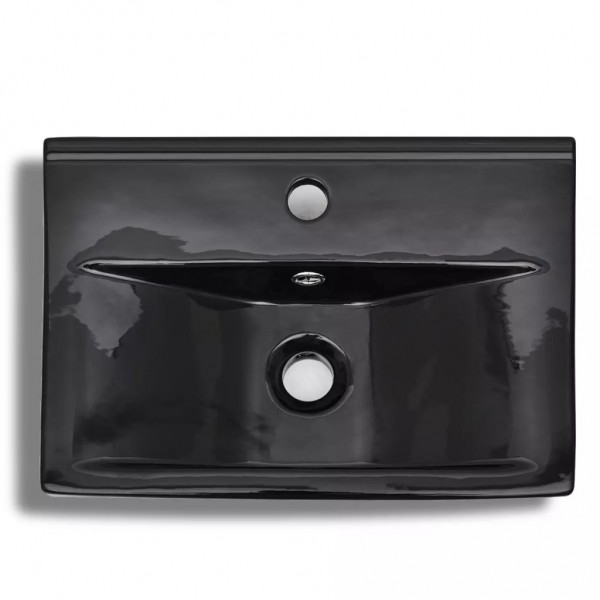 Lavabo rectangular de cerámica hueco de grifo/desagüe negro M 5