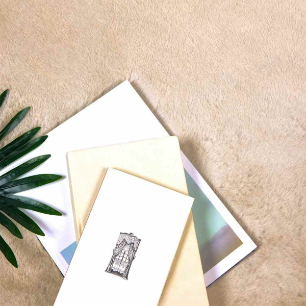 Alfombra de Piel Sintética de Conejo Beige Ø 200 cm Poliéster M 2