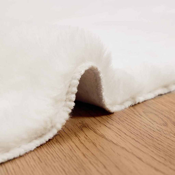 Alfombra de Piel Sintética de Conejo Crema 240 x 240 cm M 3