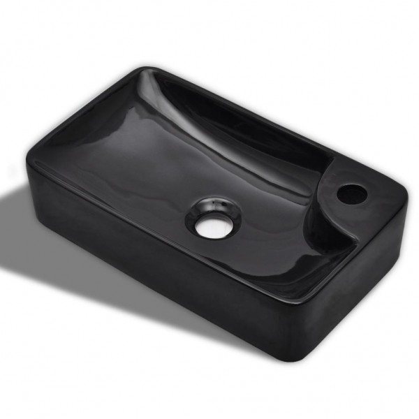 Lavabo de cerámica con agujero para grifo negro M 2