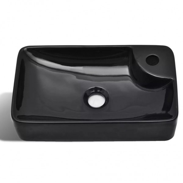 Lavabo de cerámica con agujero para grifo negro M 3