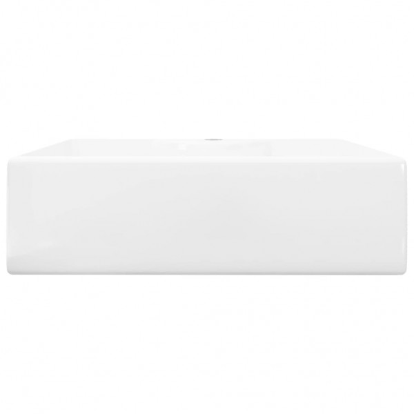 Lavabo de cerámica cuadrado orificio de grifo y desagüe blanco M 5