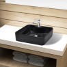 Lavabo de cerámica cuadrado con orificio de grifo/desagüe negro 1
