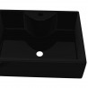Lavabo de cerámica cuadrado con orificio de grifo/desagüe negro 4