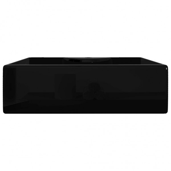 Lavabo de cerámica cuadrado con orificio de grifo/desagüe negro M 5