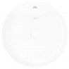 Lavabo de cerámica con agujero para grifo/desagüe blanco redondo 3