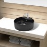 Lavabo de cerámica con agujero para grifo/desagüe negro redondo 1