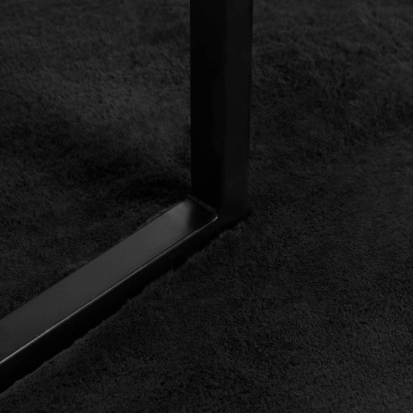 Alfombra de Piel Sintética de Conejo Negro Ø 120 cm Poliéster M 4