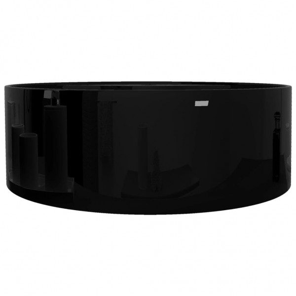 Lavabo de cerámica con agujero para grifo/desagüe negro redondo M 4