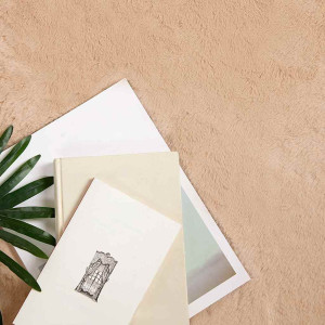 Alfombra de Piel Sintética de Conejo Taupé Ø 160 cm Poliéster H