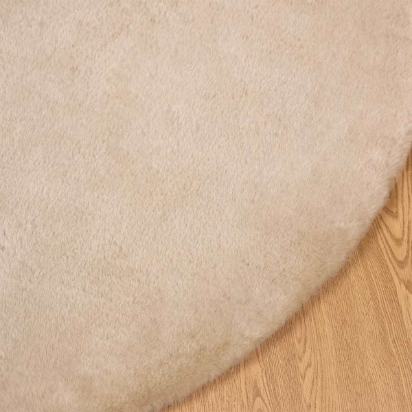 Alfombra de Piel Sintética de Conejo Taupé Ø 160 cm Poliéster M 5
