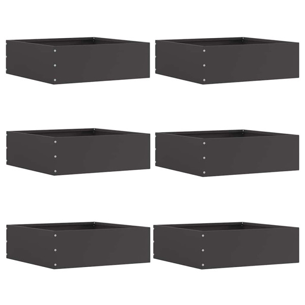 Borde de Césped 6 pcs Negro 40 x 40 x 13 cm Acero D