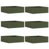 Borde de Césped 6 pcs Verde Oliva 40 x 40 x 13 cm Acero 1