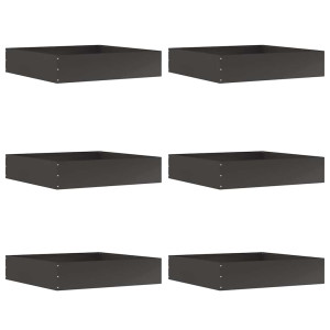 Borde de Césped 6 pcs Negro 60 x 60 x 13 cm Acero H