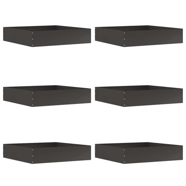 Borde de Césped 6 pcs Negro 60 x 60 x 13 cm Acero M 2