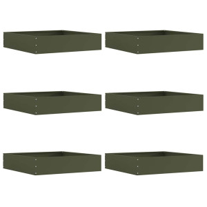 Borde de Césped 6 pcs Verde Oliva 60 x 60 x 13 cm Acero H