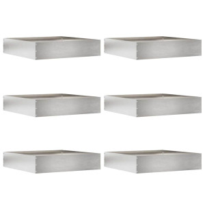 Borde de Césped 6 pcs Plateado 60 x 60 x 13 cm Acero inoxidable H