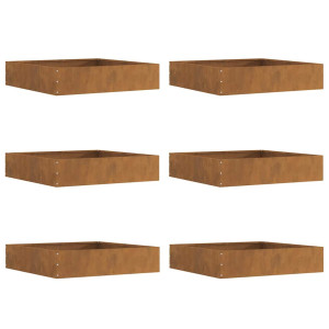 Borde de Césped 6 pcs Oxidado 60 x 60 x 13 cm H