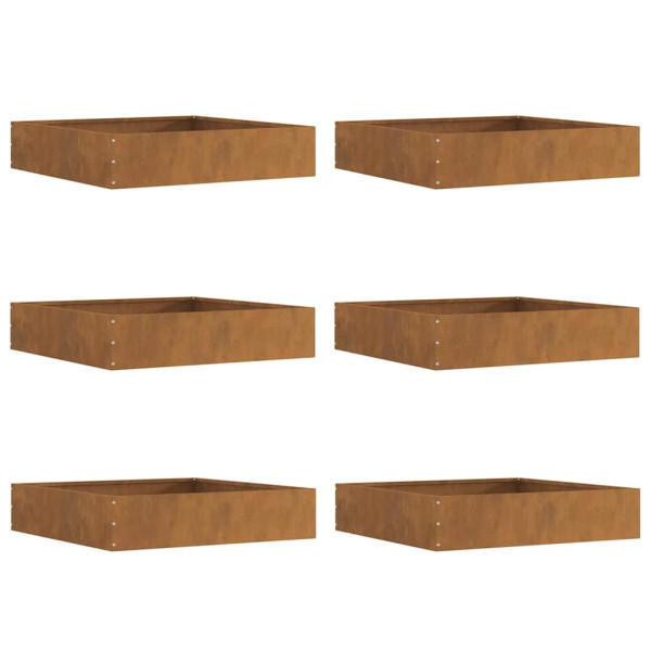 Borde de Césped 6 pcs Oxidado 60 x 60 x 13 cm M 2