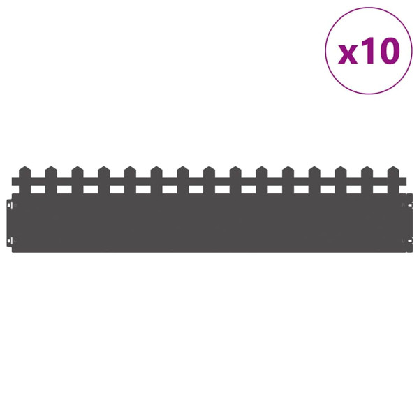 Borduras para césped 10 pcs Negro 103 x 0.05 x 22 cm Acero M 3