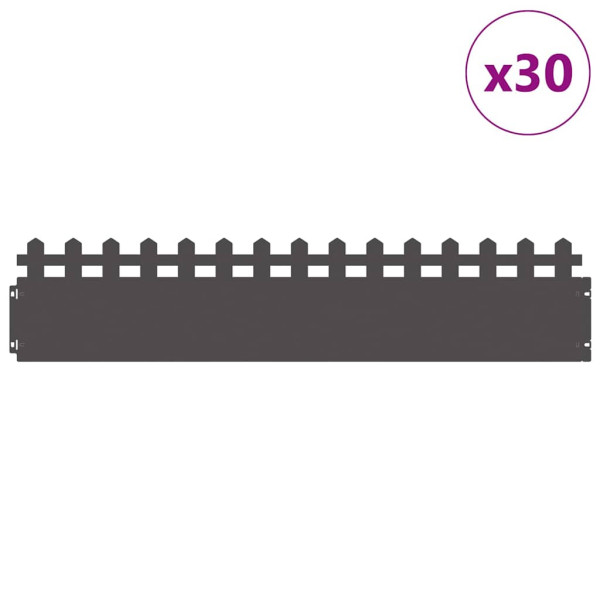 Borduras para césped 30 pcs Negro 103 x 0.05 x 22 cm Acero M 3