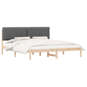 Estructura de Cama con Cabecera Tapizada Gris oscuro H