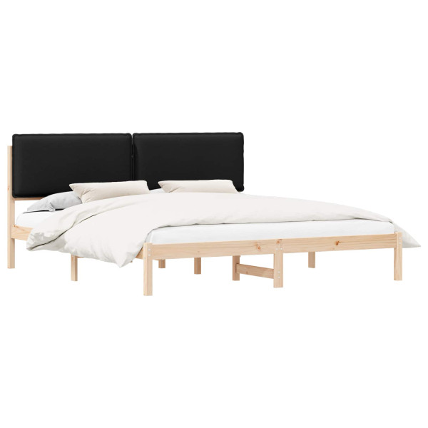 Estructura de Cama con Cabecera Tapizada Negro 180 x 200 cm M 2