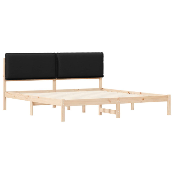 Estructura de Cama con Cabecera Tapizada Negro 180 x 200 cm M 4