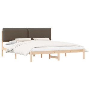 Estructura de Cama con Cabecera Tapizada Taupé 180 x 200 cm H