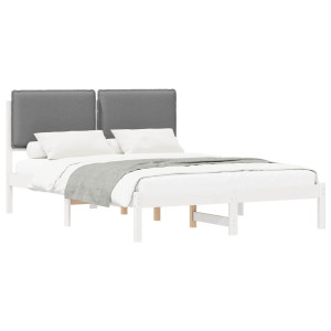 Estructura de Cama con Cabecera Tapizada Gris Claro H