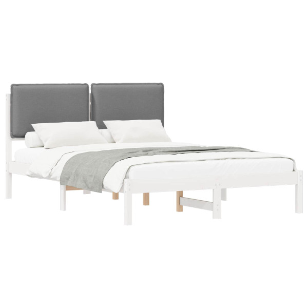 Estructura de Cama con Cabecera Tapizada Gris Claro M 2