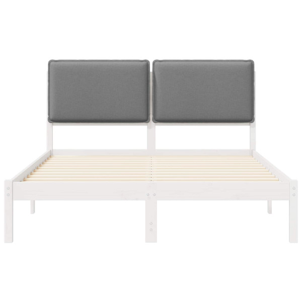 Estructura de Cama con Cabecera Tapizada Gris Claro M 5