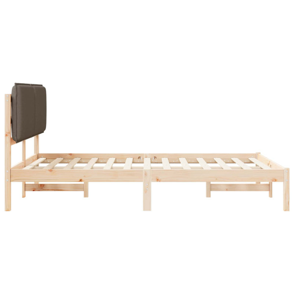Estructura de Cama con Cabecera Tapizada Taupé 140 x 190 cm M 5