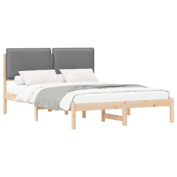 Estructura de Cama con Cabecera Tapizada Gris Claro M 2