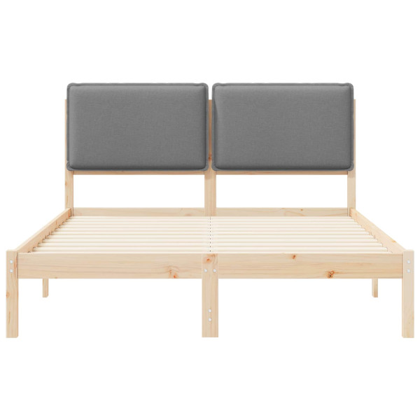 Estructura de Cama con Cabecera Tapizada Gris Claro M 5