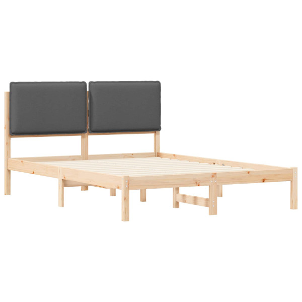 Estructura de Cama con Cabecera Tapizada Gris oscuro M 4